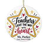 Personalized Star Teacher Ornament, Teachers Light the Way with Heart, Custom Educator Christmas Gift, Appreciation Keepsake 2026