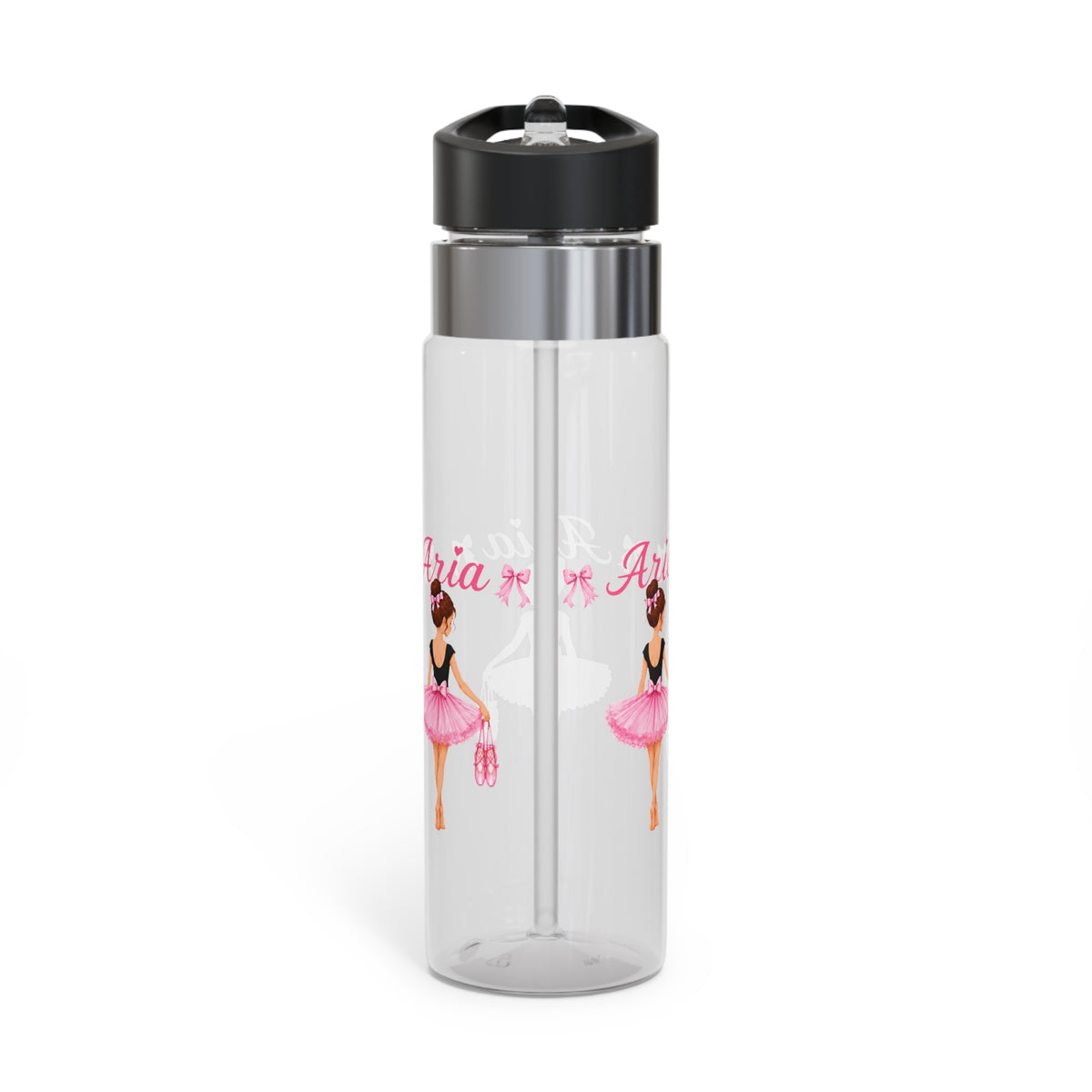 Personalized Ballerina Water Bottle, Custom Name Dance Girls Tumbler, Ballet Birthday Gift, Pink Bottle for Young Dancers