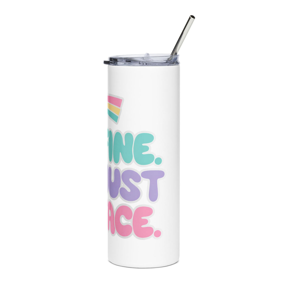 Funny Sarcastic Skinny Tumbler, I'm Fine It's Just My Face Pastel Quote, Sassy Drinkware Gift for a Best Friend or Your Favorite Coworker
