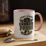 Army Strong Grandpa Mug, Grandpa Proud Military Coffee Cup, Veteran Grandfather Gift, Service Legacy Present for Birthday or Father's Day