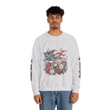 Personalized Hunting Family Sweatshirt, Custom Deer Patriotic Pullover, American Flag Floral Crewneck, Family Gift, Outdoorsman Shirt