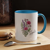 Personalized Floral Name Mug, Custom Wildflower Coffee Cup for Her, Birthday Gift for Women, Botanical Friend or Coworker Keepsake