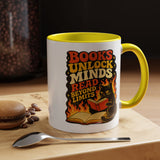 Book Lover Cat Coffee Mug, Reading Cat Mug for Bookworms, Literary Gift for Readers, Librarian Teacher Cup, Books Unlock Minds