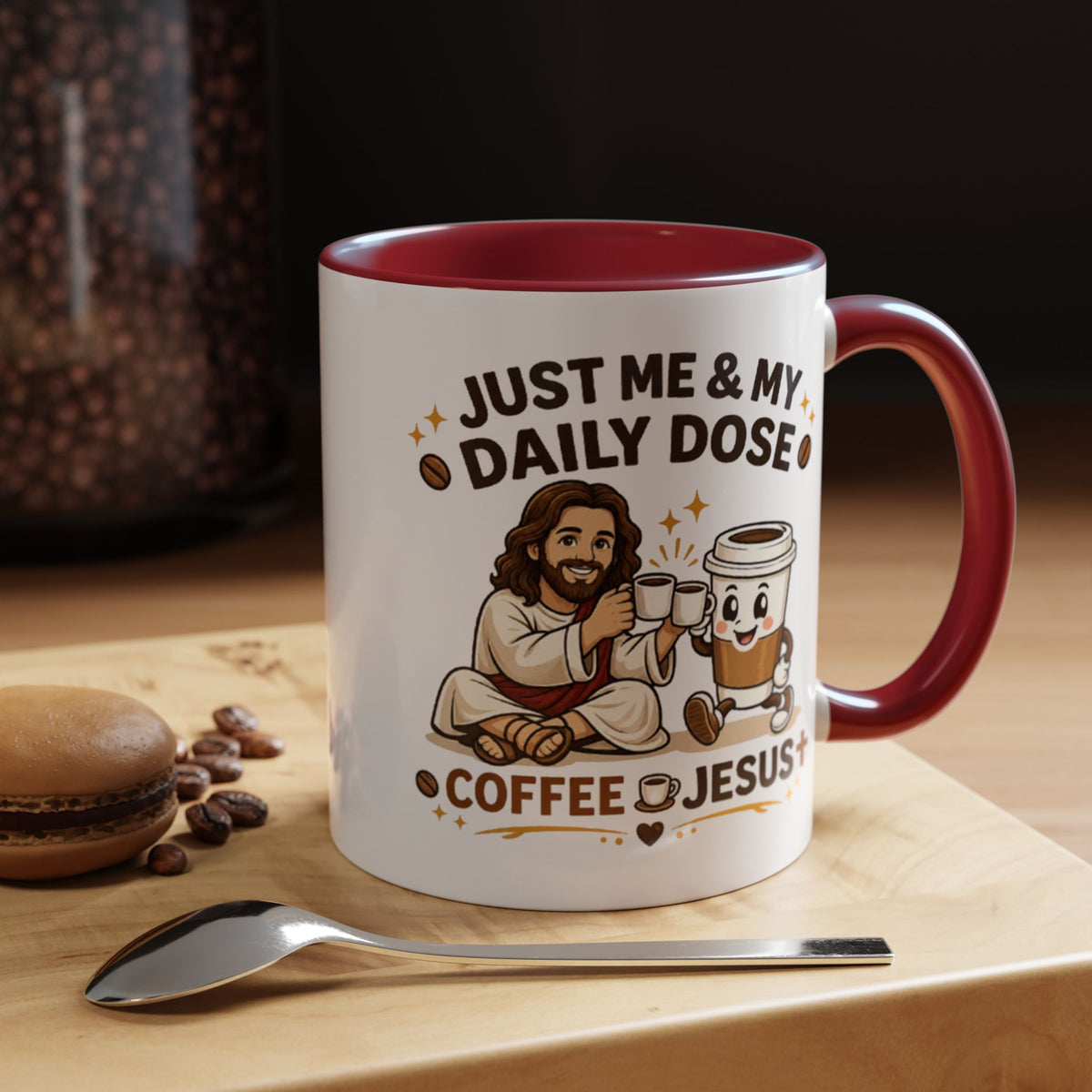 Christian Coffee Lover Mug, Just Me and My Daily Dose Coffee and Jesus Mug, Faith Based Coffee Mug, Christian Gift for Women Me
