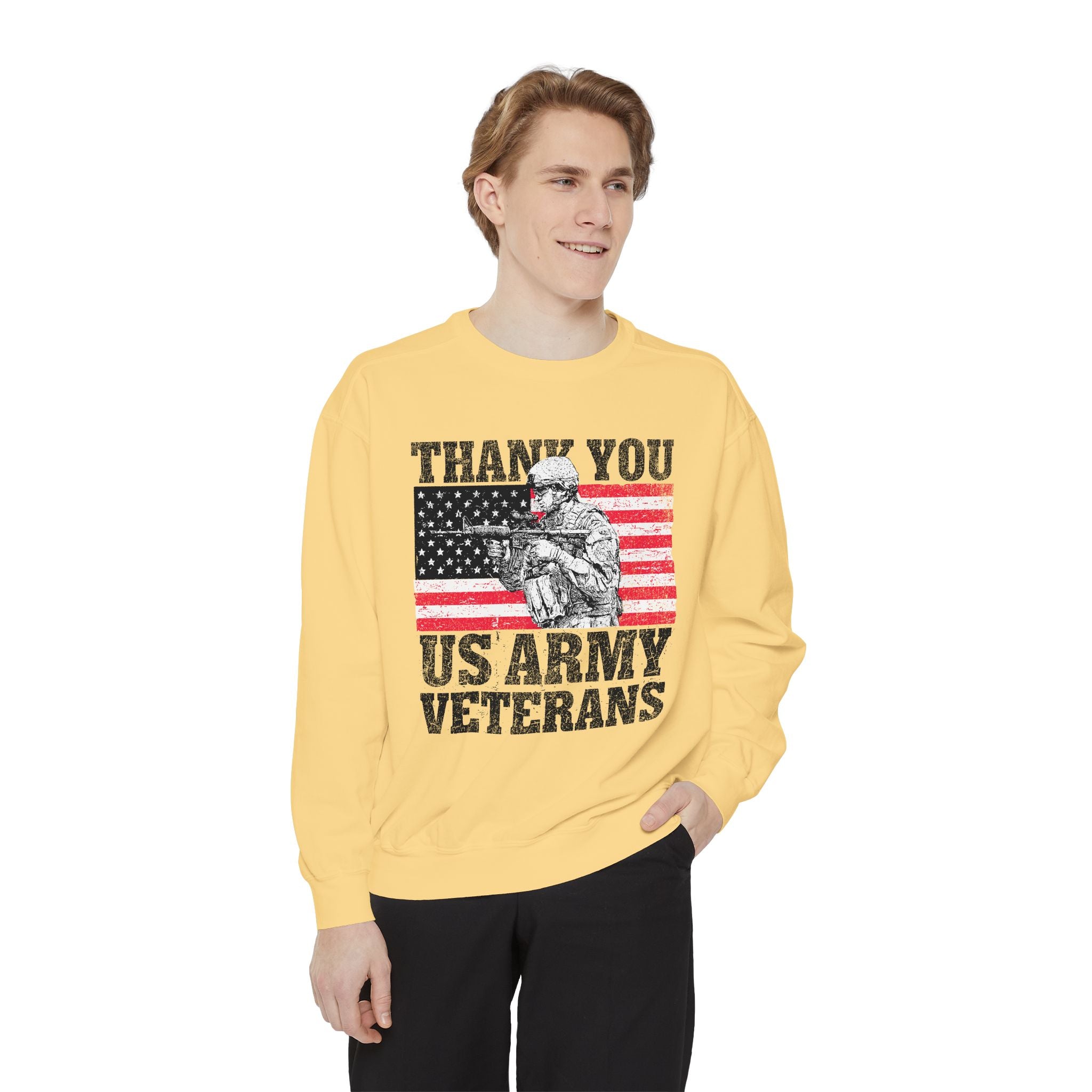 Thank You US Army Veterans Sweatshirt, Patriotic Soldier Crewneck, Military Appreciation Gift, American Flag Pullover for Veterans Day