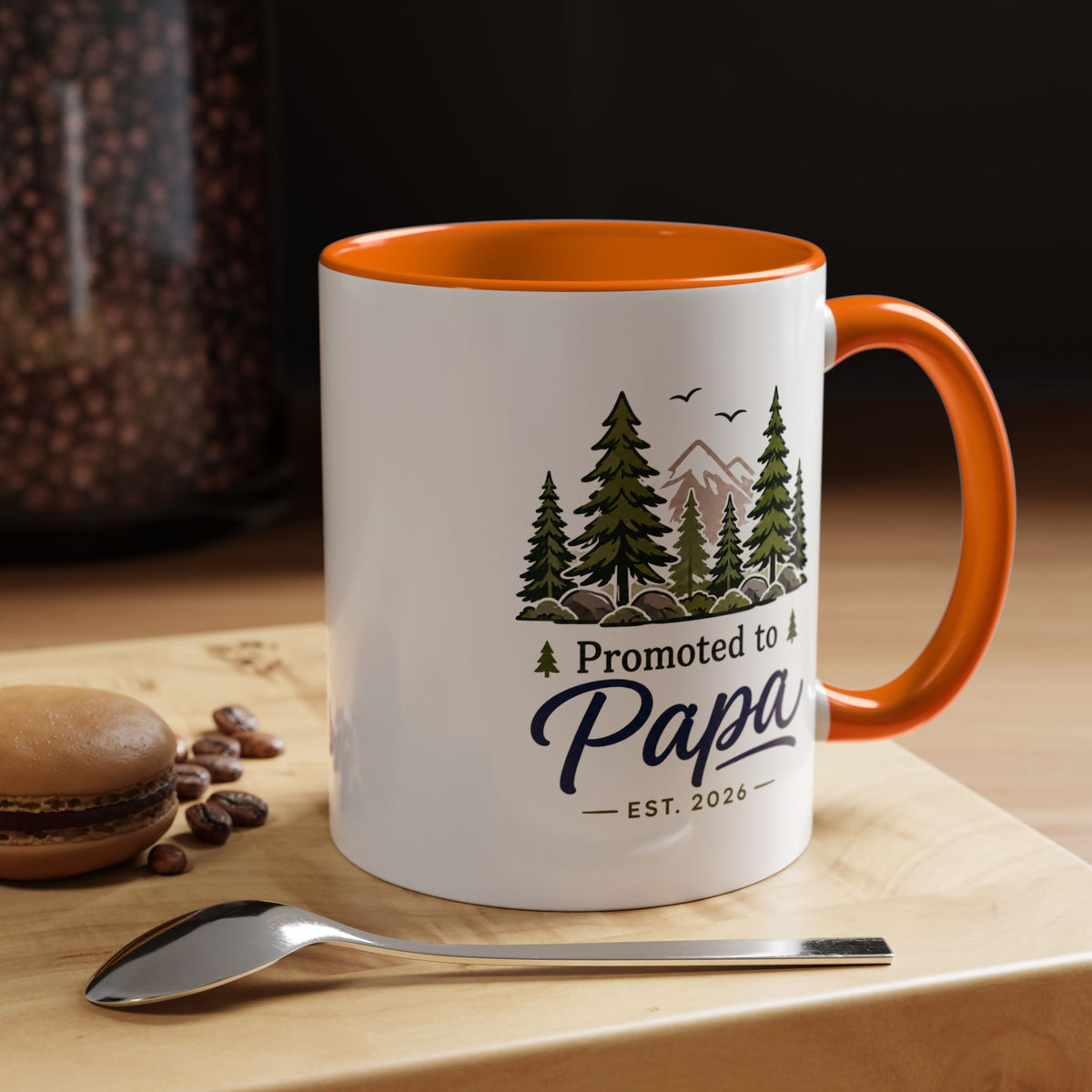 Promoted to Papa Mug, New Grandpa Pregnancy Announcement Gift, Woodland First Time Grandfather Coffee Cup, Baby Reveal Keepsake 2026