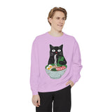 Ramen Cat Comfort Colors Sweatshirt, Funny Cat Eating Noodles Shirt, Cat Lover Graphic Crewneck, Foodie Gift Idea
