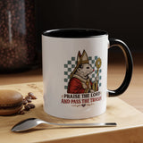 Praise the Lord and Pass the Trash Coffee Mug, Funny Opossum Pope Gift for Friends, Sarcastic Christian Possum Ceramic Tea Cup with Black Handle