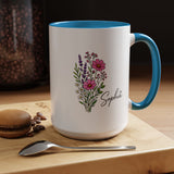 Personalized Floral Name Mug, Custom Wildflower Coffee Cup for Her, Birthday Gift for Women, Botanical Friend or Coworker Keepsake