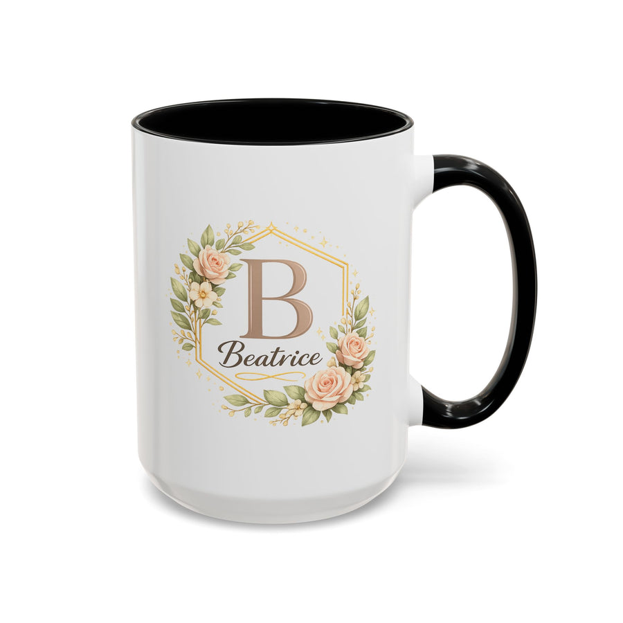 Personalized Floral Monogram Mug, Custom Name Coffee Mug with Elegant Initial Letter, Botanical Gift for Women, Bridesmaid Birthday Cup