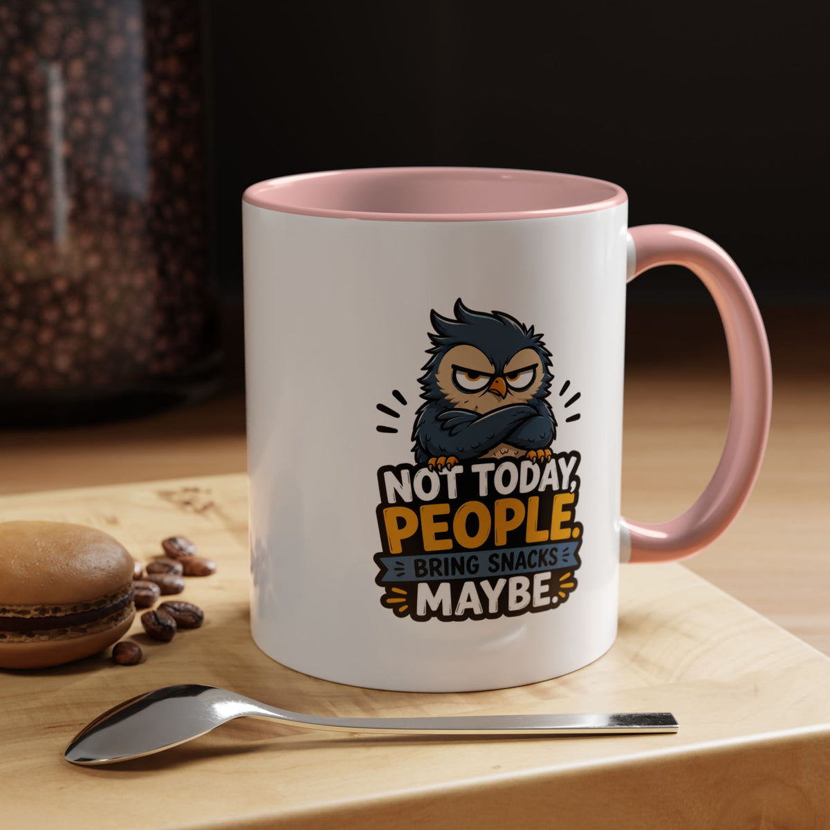 Not Today People Mug, Funny Owl Coffee Cup, Introvert Humor Gift for Coworker, Funny Snack Lover Present, Sarcastic Office Drinkware