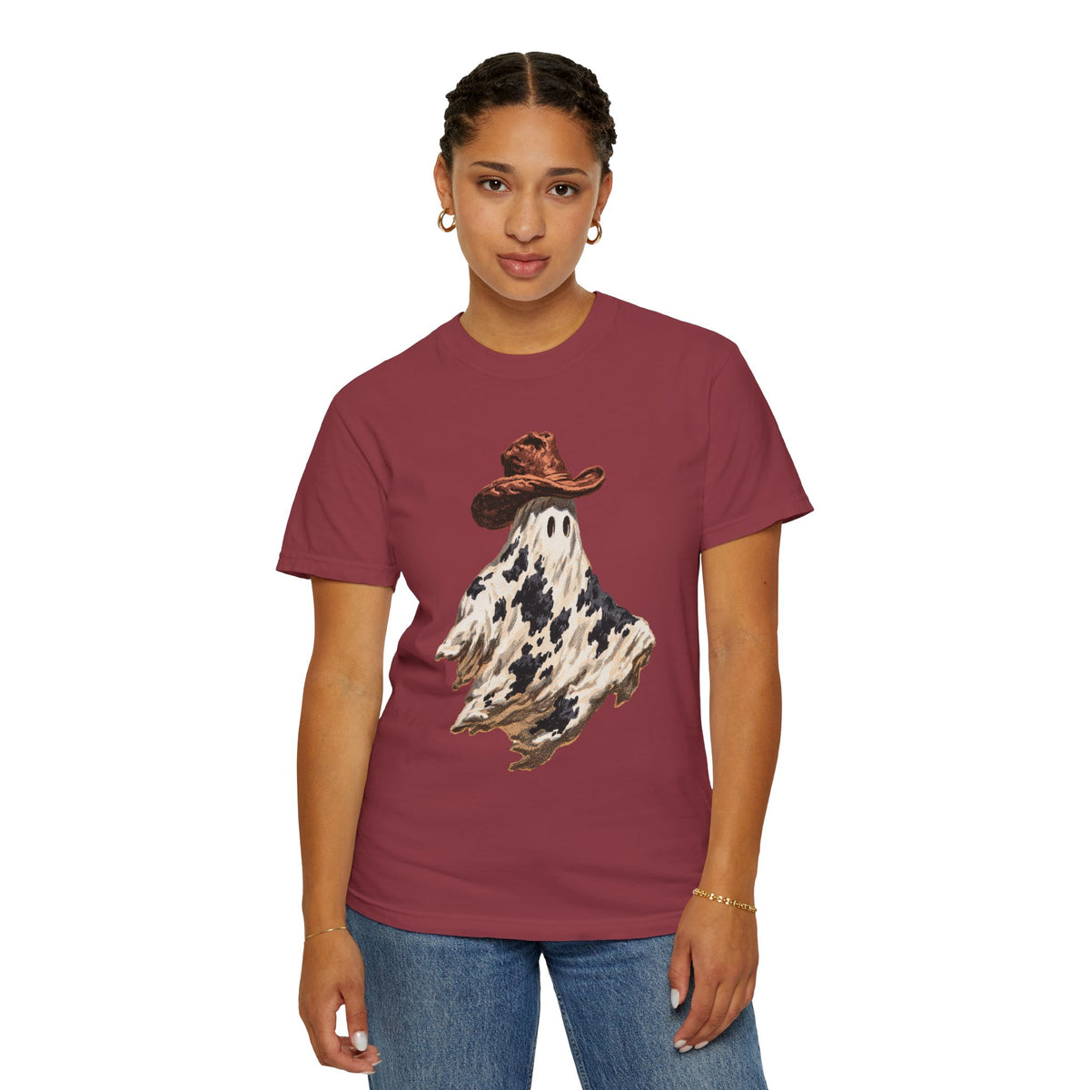 Western Ghost Halloween Shirt, Cowboy Hat Spooky Graphic Tee, Cute Vintage Fall Gift for Cowgirl, Country October Outfit for Women