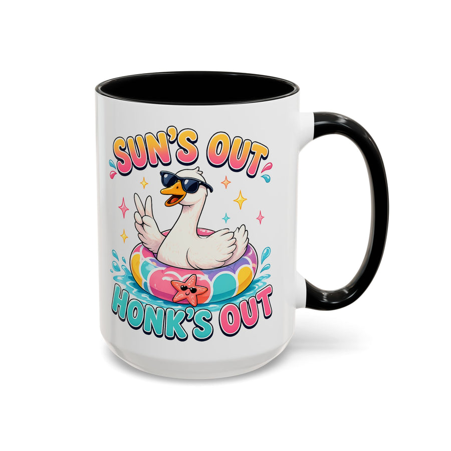 Funny Goose Summer Coffee Mug, Sun's Out Honk's Out Mug, Cute Goose Pool Float Cup, Beach Vacation Gift, Summer Lover Mug