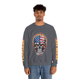 Patriotic Skull Sweatshirt, American Flag Skull Pullover, USA Biker Style Top, Edgy Americana Clothing, Fourth of July Gift
