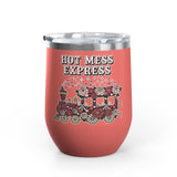 Hot Mess Express Wine Tumbler, Floral Drinkware, Funny Gift for Busy Moms, Besties, Coworkers and Chaos Coordinators