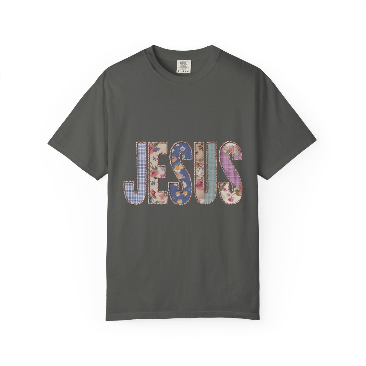 Jesus Patchwork Graphic Tee, Floral Christian Shirt, Cute Faith Based T Shirt, Vintage Coquette Religious Shirt