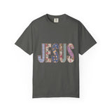Jesus Patchwork Graphic Tee, Floral Christian Shirt, Cute Faith Based T Shirt, Vintage Coquette Religious Shirt