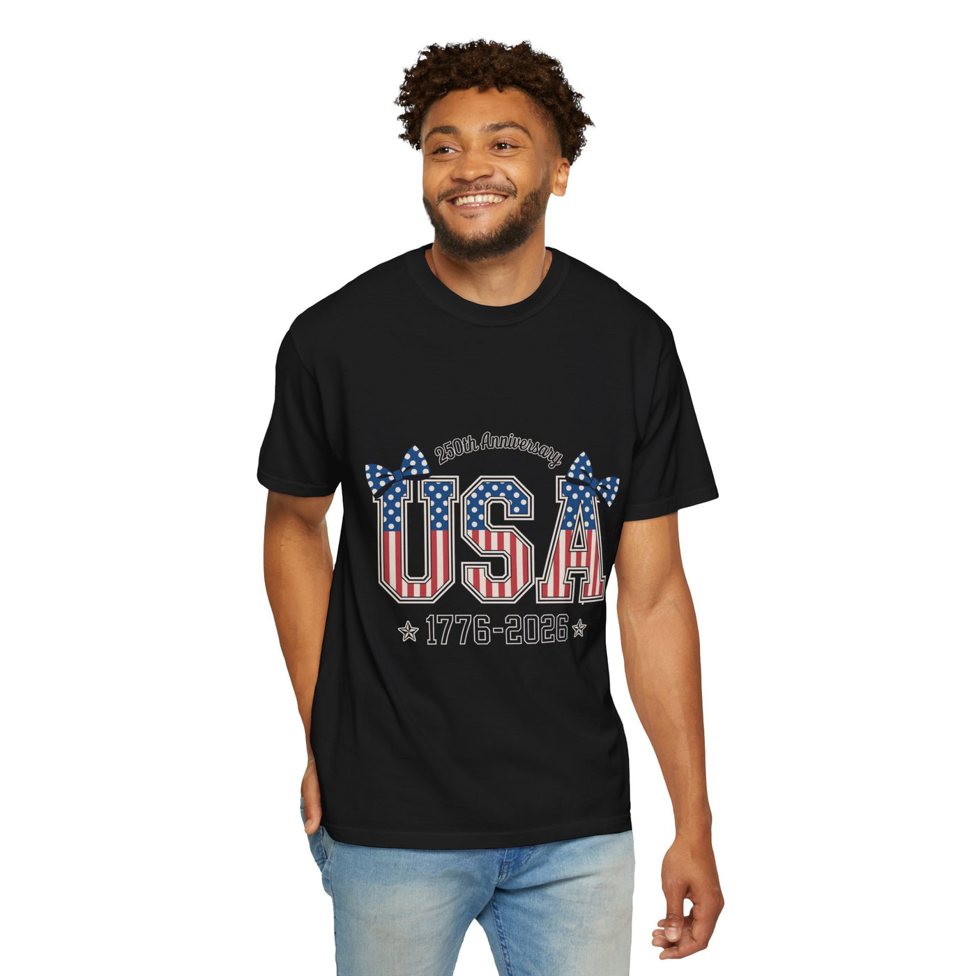 USA 250th Anniversary Comfort Colors Shirt, Patriotic Coquette Bow Tee, America 1776 2026 Graphic Shirt, Fourth of July Gift