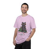 It Wasn't Me Black Cat Christmas Shirt, Funny Holiday T-Shirt, Mischievous Kitty Lights Tee, Gift for Cat Mom, Cat Dad, Christmas Party Top