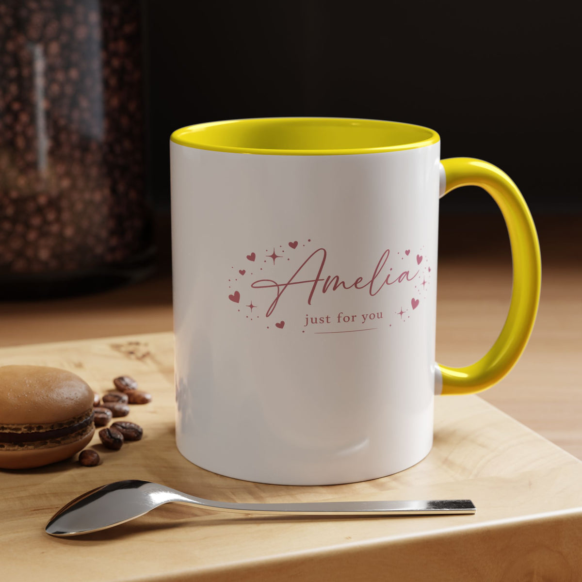 Personalized Name Coffee Mug, Custom Name Mug for Her, Just for You Gift Mug, Minimalist Pink Coffee Cup, Unique Birthday Gift