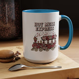 Hot Mess Express Coffee Mug, Pink Floral Train with Bows and Hearts, Funny Birthday Gift for a Busy Mom or Best Friend's Daily Coffee Break