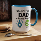 Personalized World's Best Dad Coffee Mug, Custom Handprint Dad Mug with Kids Names, Father's Day Gift for Dad, Gift from Children