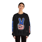 United in Peace Sweatshirt, Patriotic Peace Sign Crewneck, American Flag Pullover, USA 250th Anniversary Outfit, Fourth of July Gift