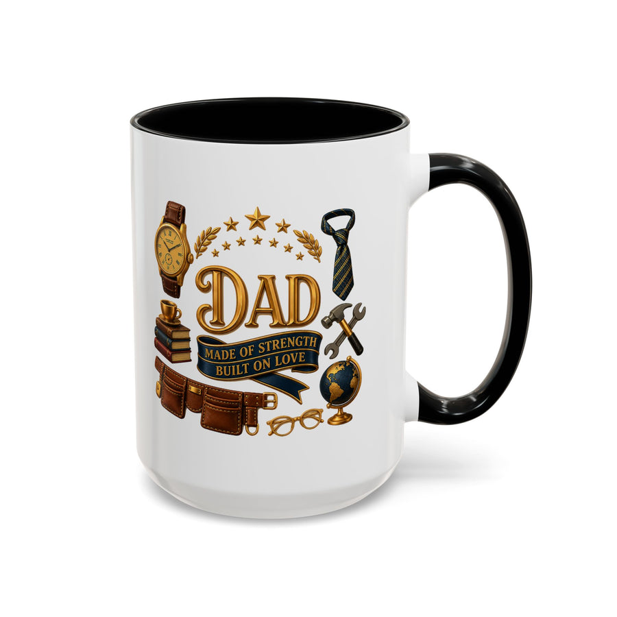 Best Dad in the World Coffee Mug, Father's Day Gift from Daughter or Son, Handy Papa Birthday Ceramic Tea Cup with Tools and Watch