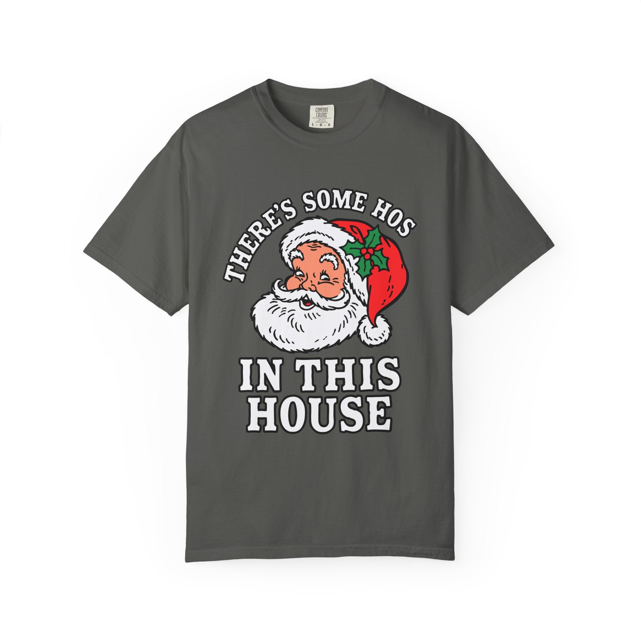 There's Some Ho's in This House Shirt, Funny Santa Christmas T-Shirt, Adult Holiday Party Tee, Naughty Xmas Gift for Friends or Family
