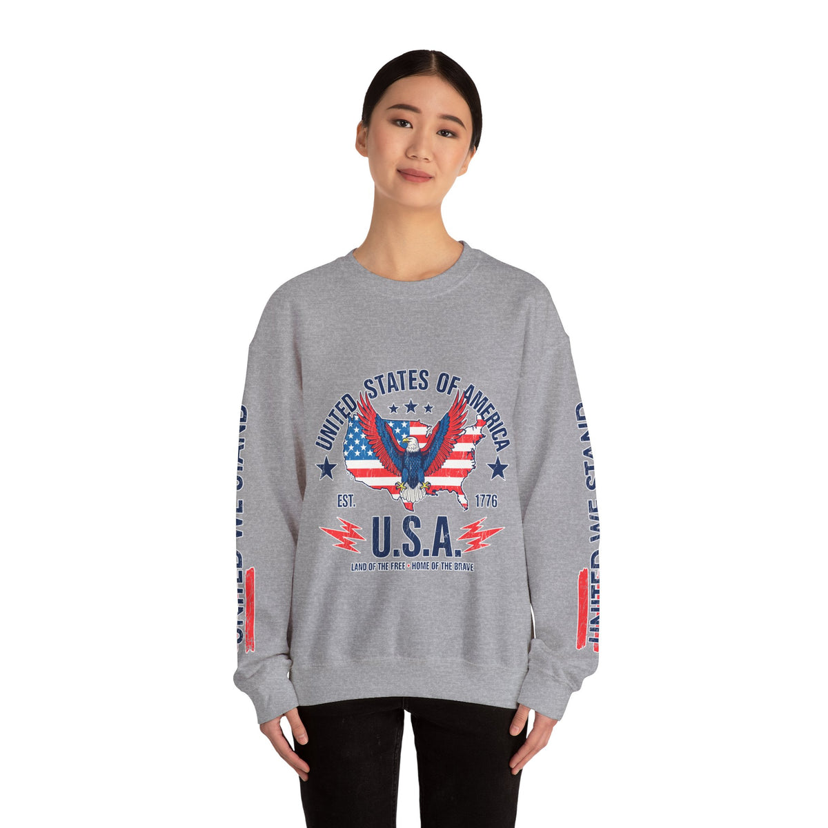 United We Stand Sweatshirt, American Eagle USA Pullover, Patriotic Flag Top, Vintage Americana Clothing, Fourth of July Gift for Women