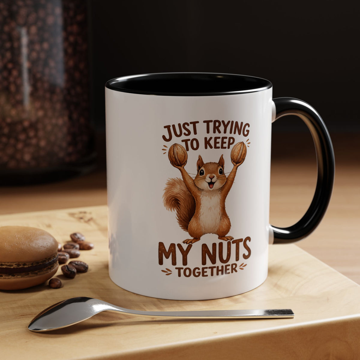 Funny Squirrel Coffee Mug, Just Trying To Keep My Nuts Together Mug, Cute Squirrel Mug, Woodland Animal Gift for Nature Lovers