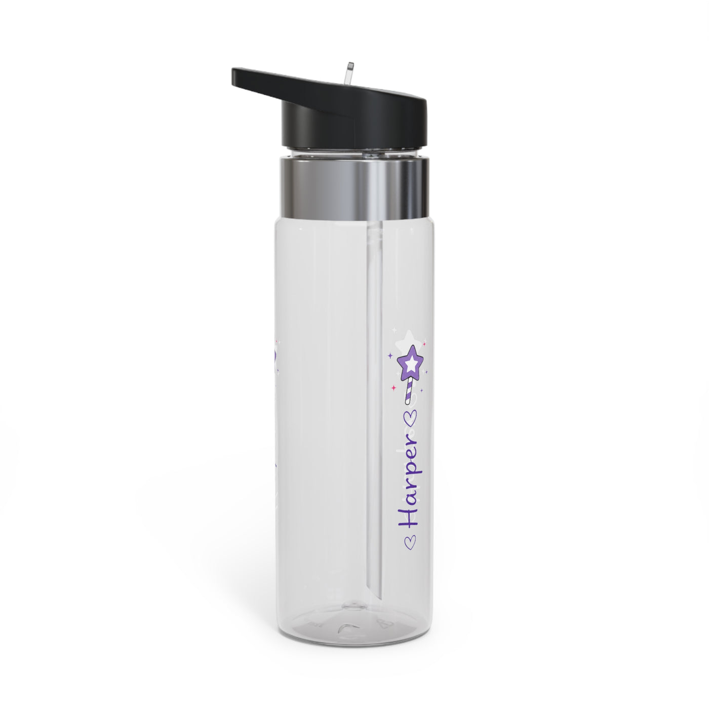 Personalized Transparent Water Bottle for Girls, Cute Star Wand Design, Custom Name Water Bottle, School Gift, Back to School Gift