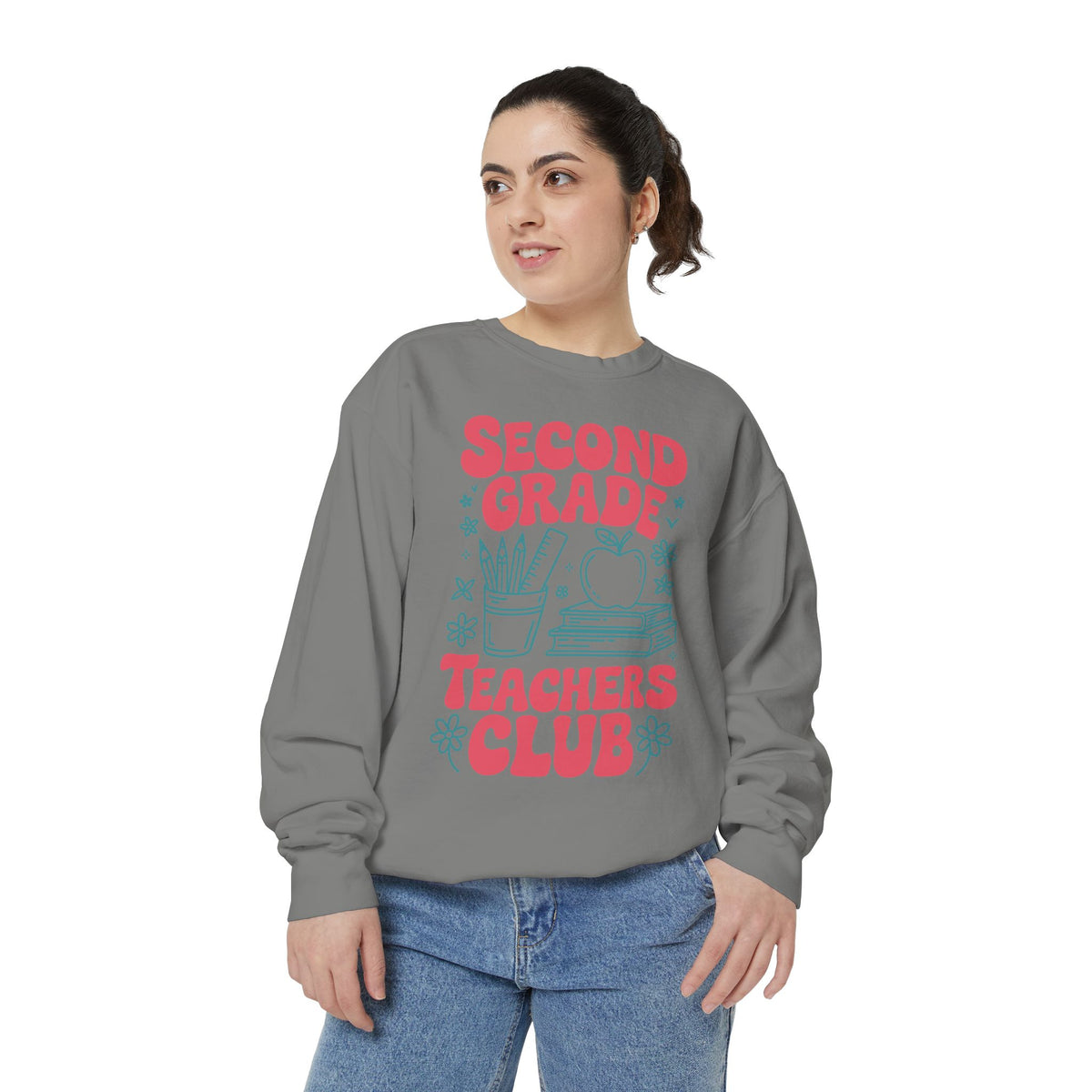 Second Grade Teachers Club Sweatshirt, Retro Teacher Crewneck, 2nd Grade Team Shirt, Back to School Outfit, Educator Appreciation Gift