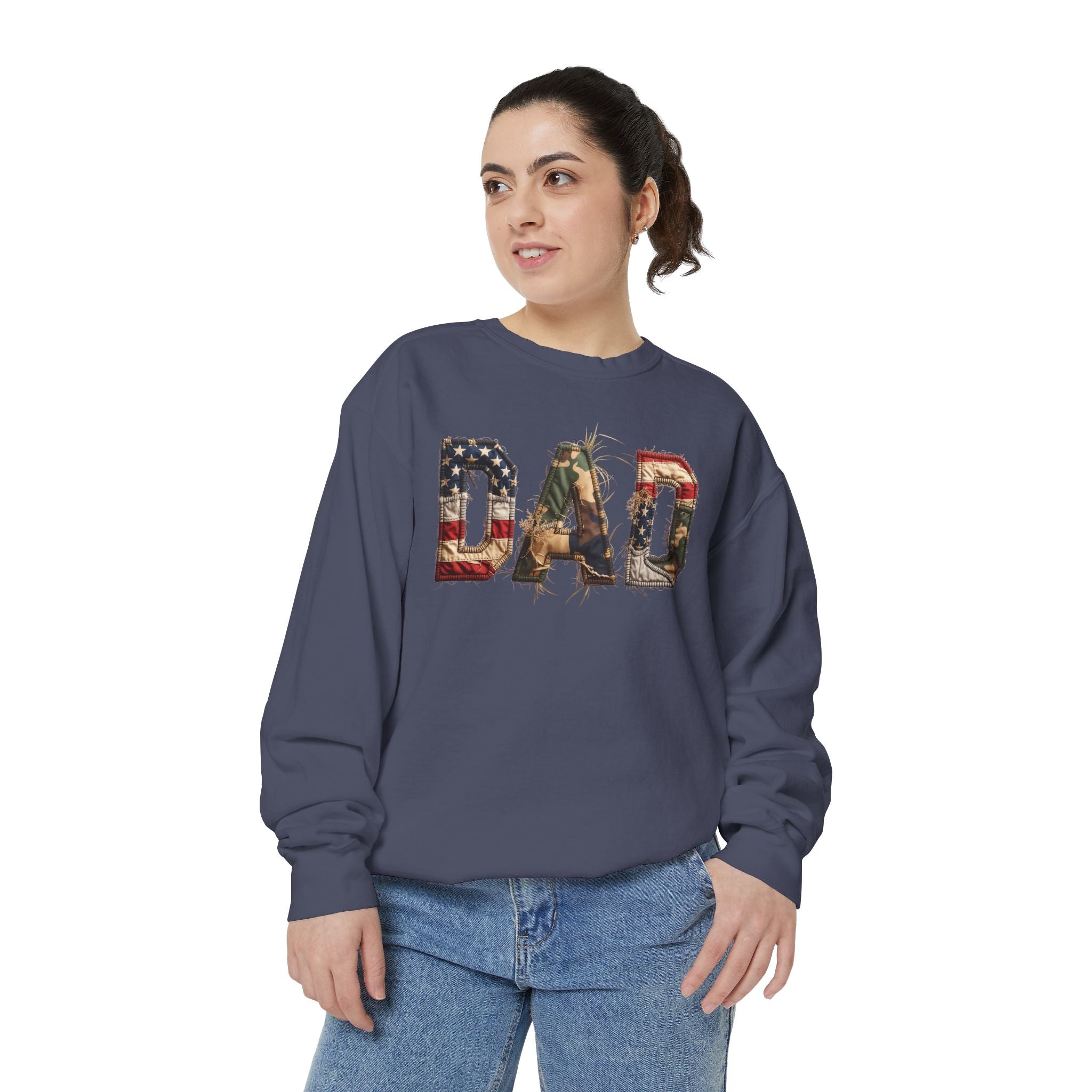 American Flag Dad Sweatshirt, Patriotic DAD Crewneck, USA Dad Sweatshirt, Father’s Day Gift for Dad, Fourth of July Apparel