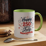 Happy 250th Fourth of July Coffee Mug, Semiquincentennial Gift for History Lovers, 1776 to 2026 Patriotic Ceramic Tea Cup