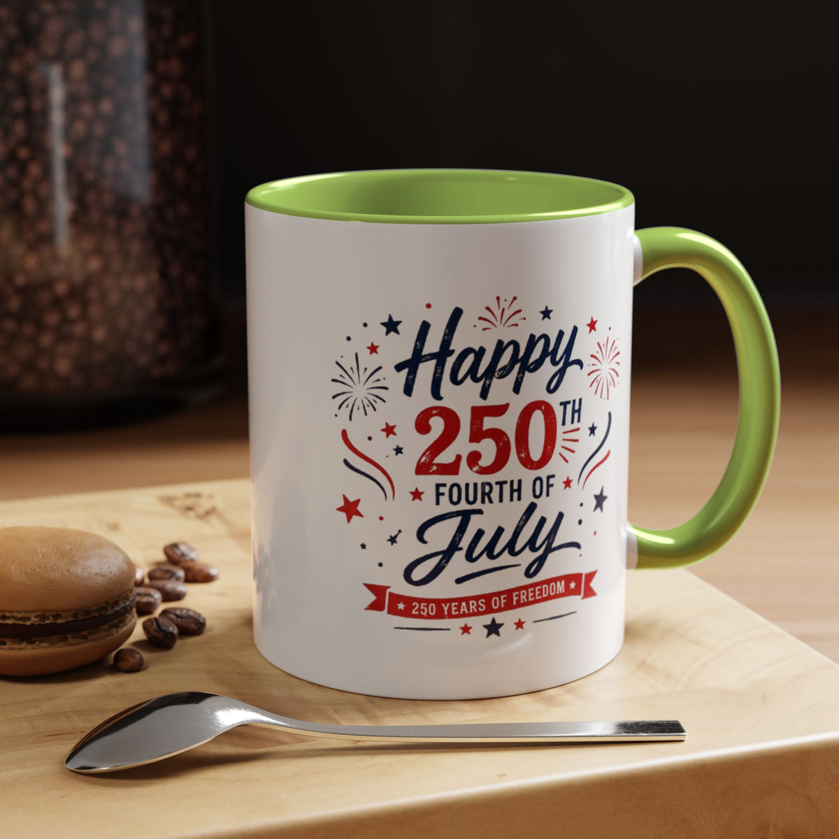Happy 250th Fourth of July Coffee Mug, Semiquincentennial Gift for History Lovers, 1776 to 2026 Patriotic Ceramic Tea Cup