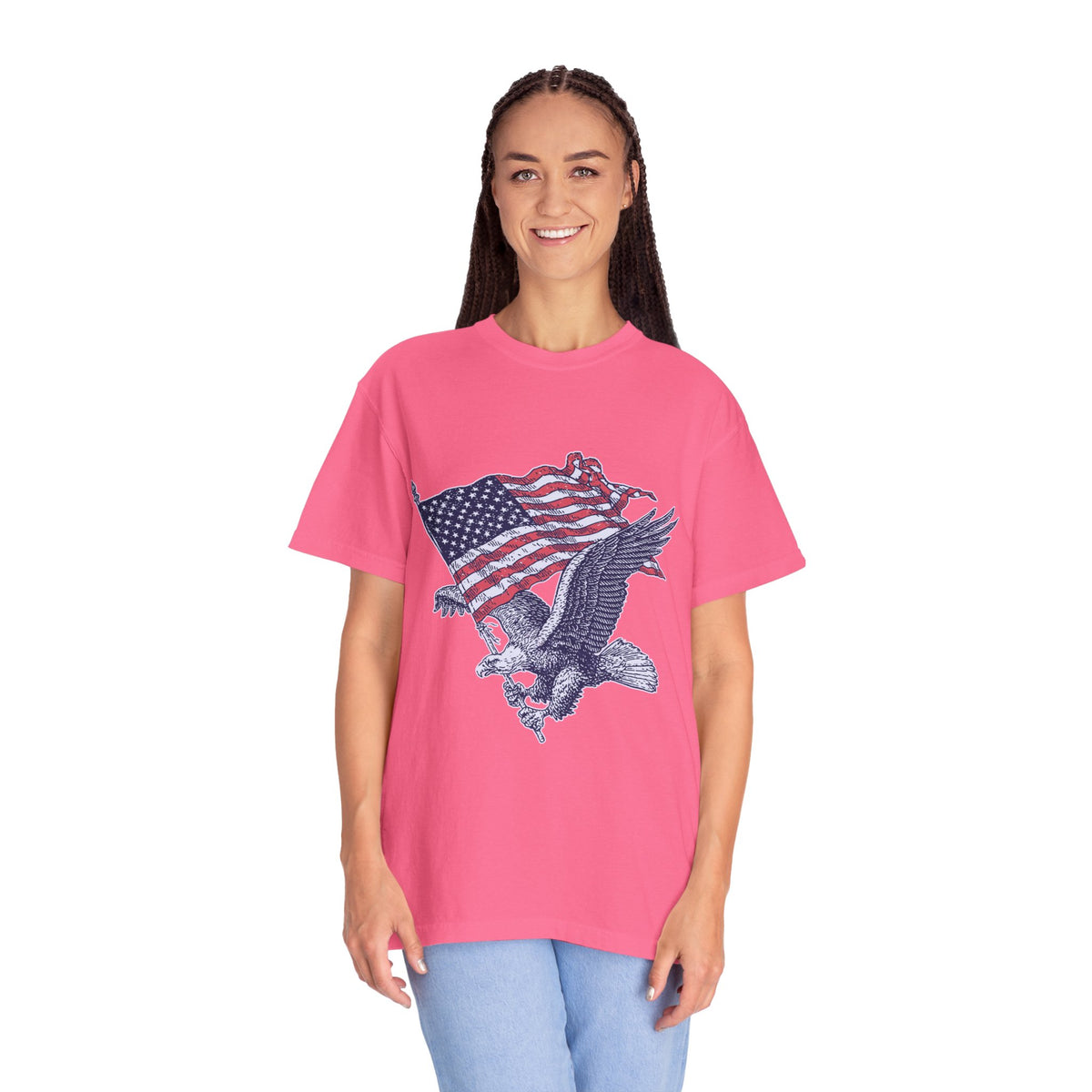 Bald Eagle American Flag Shirt, Retro Patriotic Graphic, Gift for USA Pride Fans, Fourth of July Celebrations and Everyday Clothing