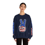 United in Peace Sweatshirt, Patriotic Peace Sign Crewneck, American Flag Pullover, USA 250th Anniversary Outfit, Fourth of July Gift