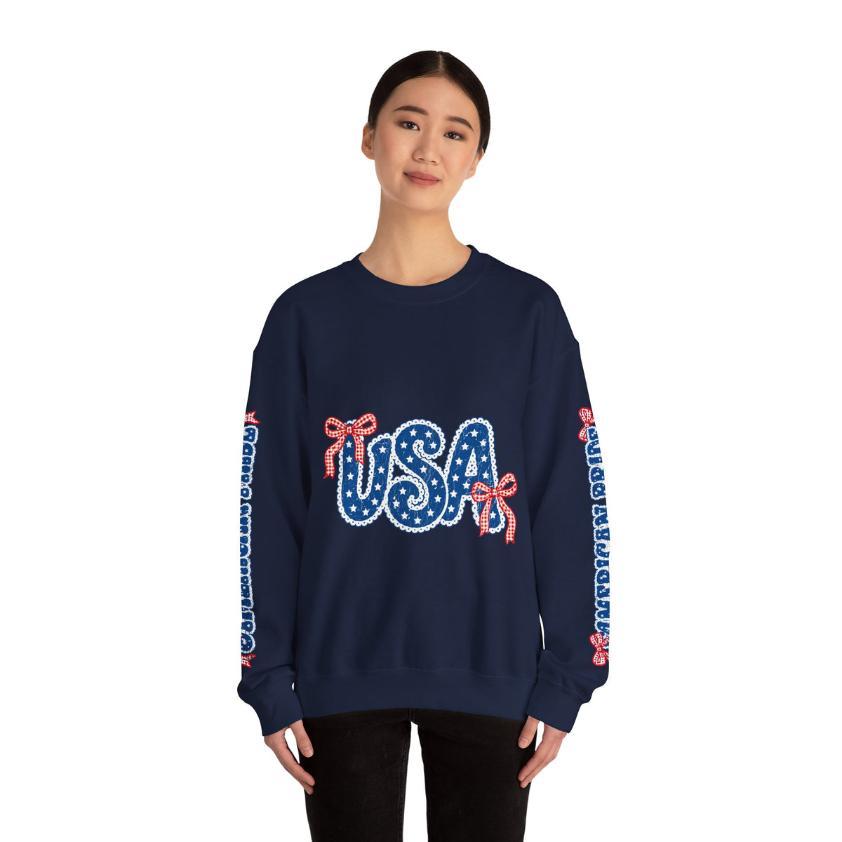USA Patriotic Sweatshirt, American Flag Ribbon Pullover, Vintage Stars and Stripes Top, Fourth of July Outfit, Americana Gift for Women