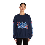 USA Patriotic Sweatshirt, American Flag Ribbon Pullover, Vintage Stars and Stripes Top, Fourth of July Outfit, Americana Gift for Women