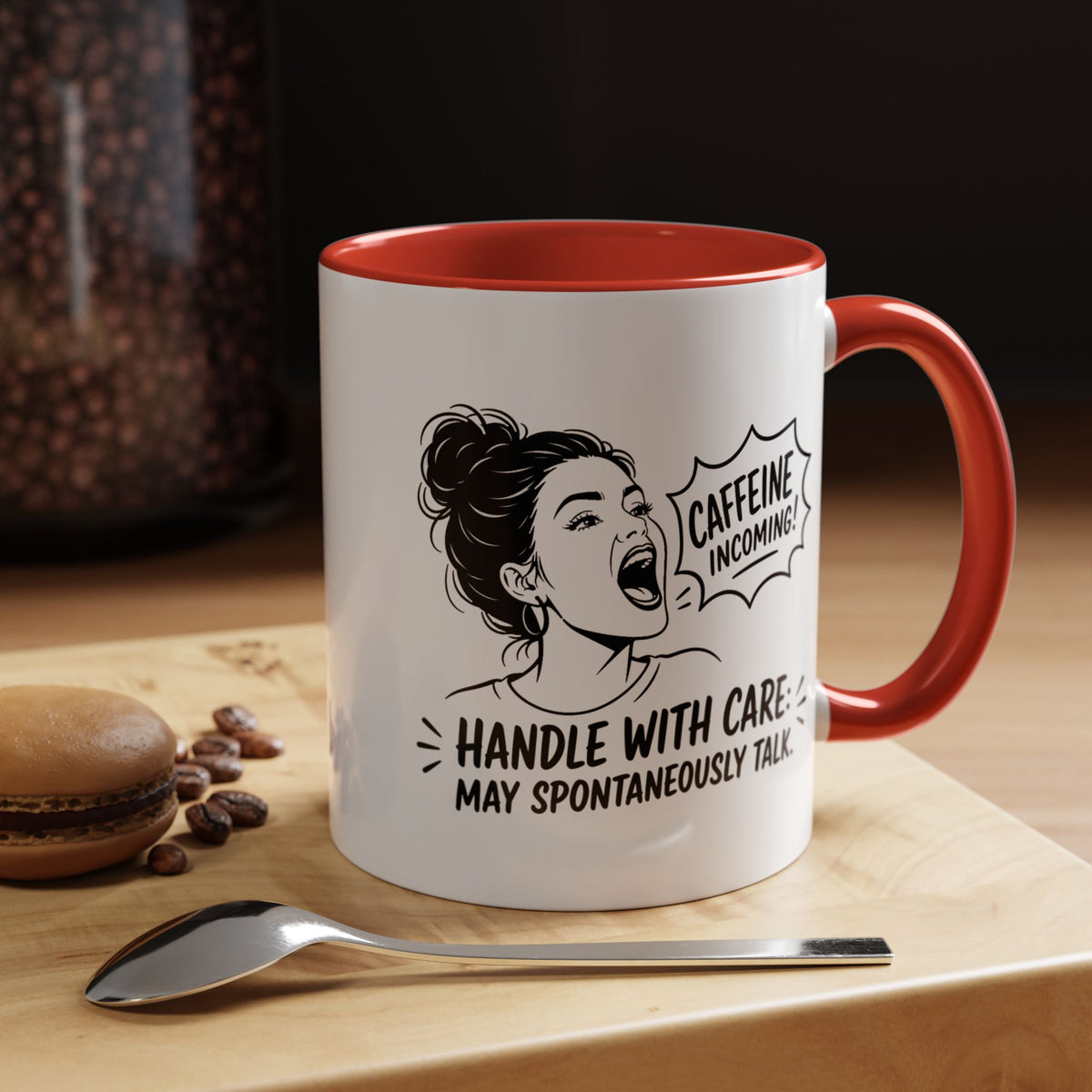 Funny Coffee Lover Mug, Caffeine Incoming Coffee Cup, Handle With Care Mug, Funny Coworker Gift, Office Humor Mug for Women