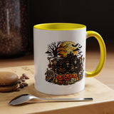 Halloween Witch Coffee Mug, Spooky Reaper and Pumpkin Cup, Gothic Horror Gift for Halloween Lover, Haunted House October Drinkware
