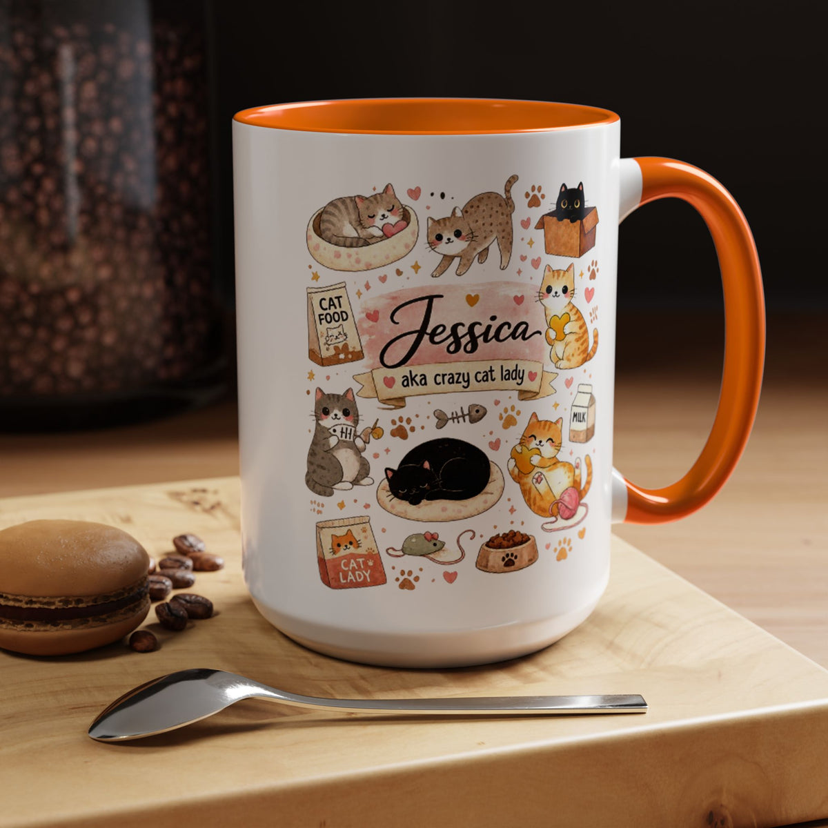 Personalized Cat Mom Mug, Custom Crazy Cat Lady Coffee Mug, Cat Lover Gift with Name, Cute Cat Mom Mug for Women
