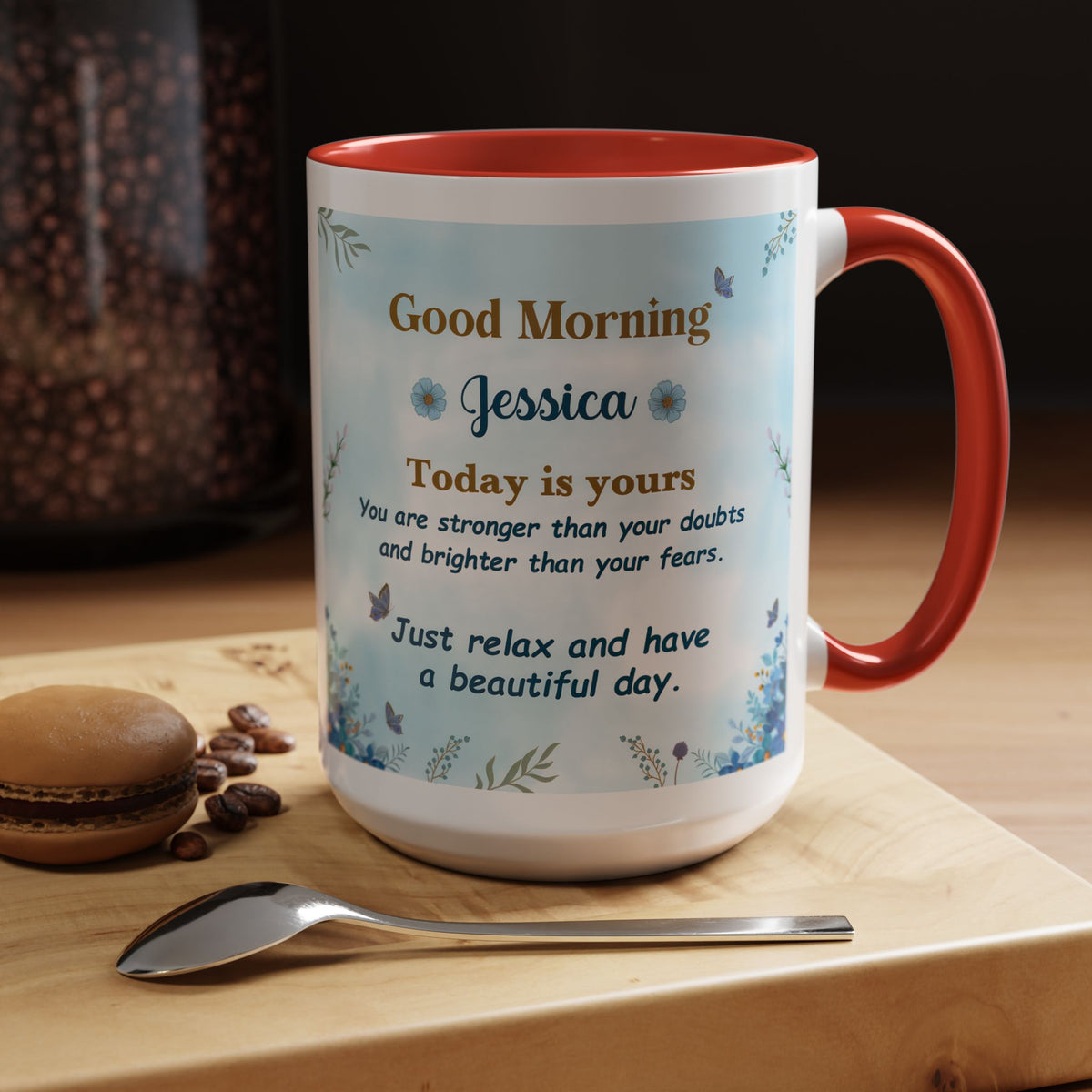 Personalized Good Morning Mug, Custom Name Coffee Mug, Inspirational Morning Cup, Positive Quote Mug, Encouragement Gift for Her