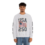 USA 250 Sweatshirt, American Flag Crewneck, Patriotic Pullover, USA 250th Anniversary Gift, Fourth of July Shirt, Americana Top