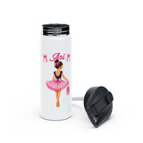 Personalized Ballerina Water Bottle for Girls, Custom Name Ballet Dance Bottle, Insulated Stainless Steel Kids School Bottle