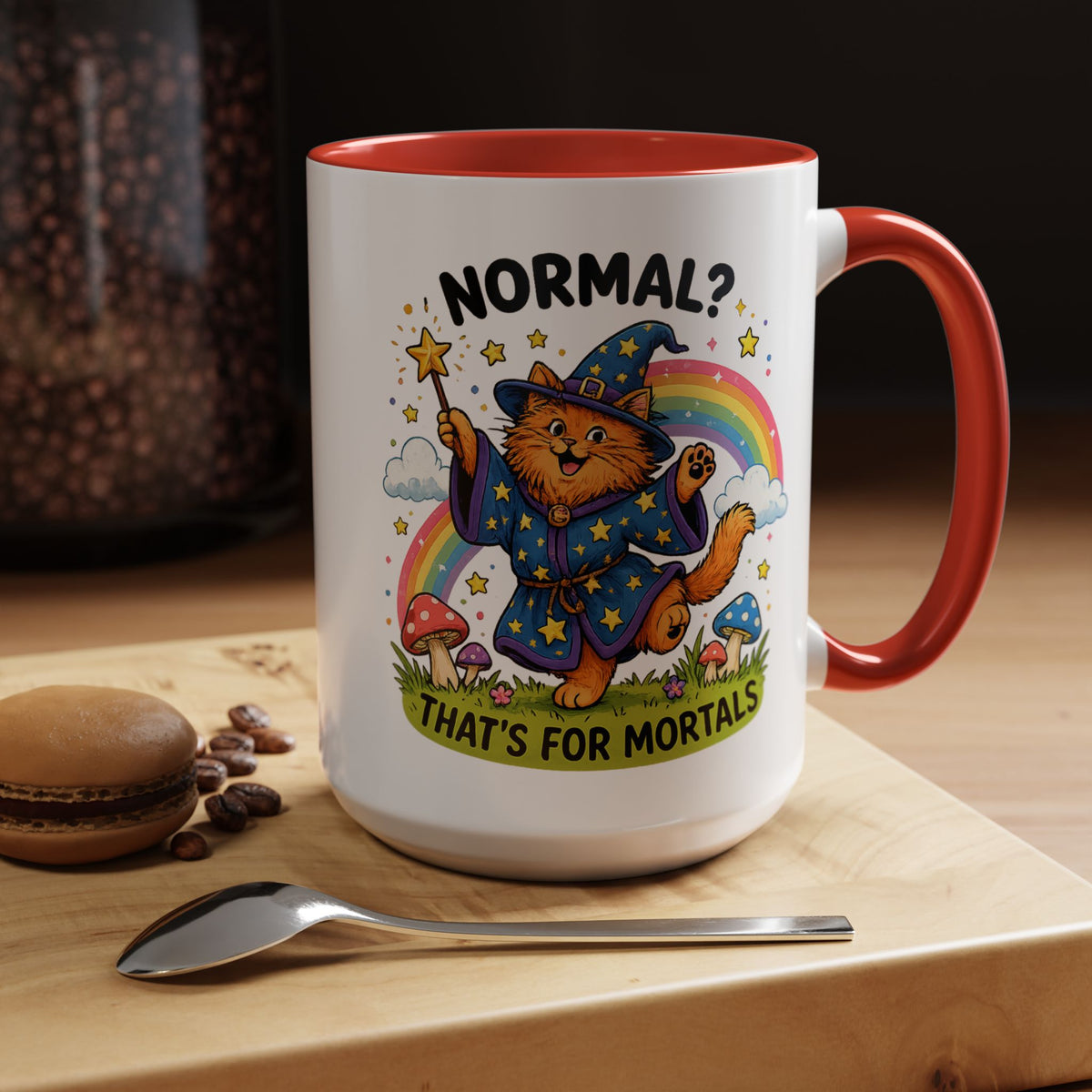 Funny Wizard Cat Mug, Normal That's For Mortals Coffee Mug, Magical Cat Lover Gift, Fantasy Wizard Kitty Mug for Book Lovers