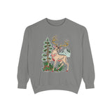 Woodland Deer Sweatshirt, Rustic Stag and Mountain Graphic, Gift for Wildlife Lovers and Hikers, Forest Inspired Cabin Weekend Clothing