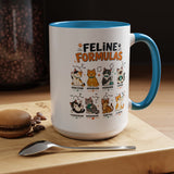 Funny Cat Science Coffee Mug, Feline Formulas Cat Lover Mug, Chemistry Cat Gift, Nerdy Cat Mom Cup for Scientists & Students