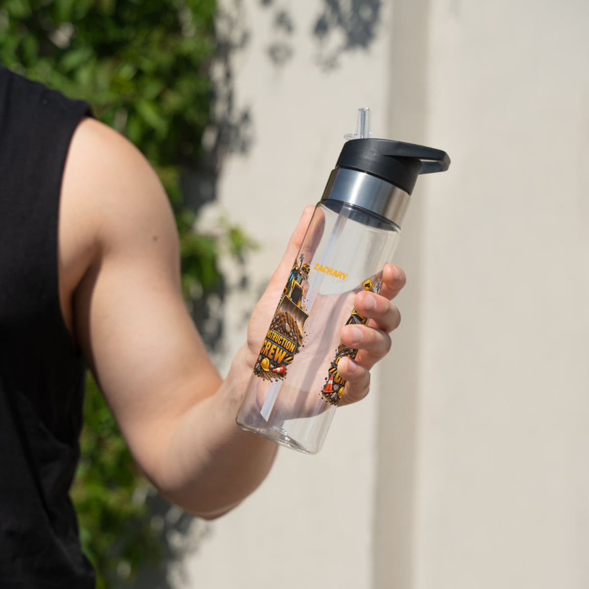 Personalized Construction Water Bottle for Boys, Custom Name Bulldozer Kids Bottle, 20oz Construction Crew School Bottle, BPA-Free Tritan Gift